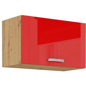 Závesná skrinka so zdvíhacími dvierkami 60 cm 27 - MYSTIC - Červená lesklá / Dub artisan