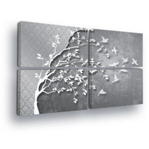 GLIX Obraz na plátne - White Tree Decoration in Gray Tones 4 x 60x40 cm