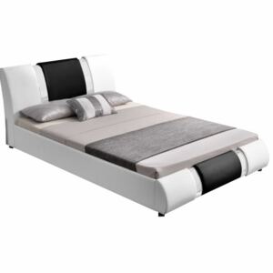 Tempo Kondela Moderná posteľ, biela/čierna, 160x200, LUXOR