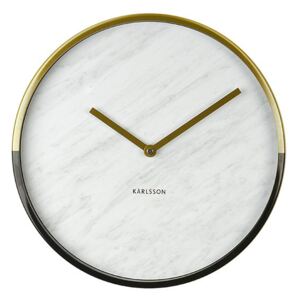 KARLSSON Nástenné hodiny Marble Delight zlaté – biele