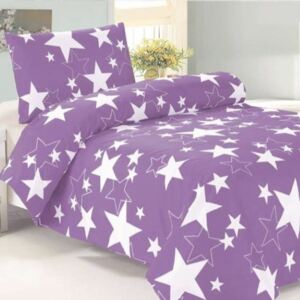 STARS fialové - 140x200cm bavlnené obliečky
