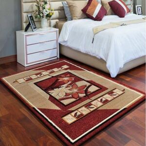 Kusový koberec do obývačky červenej farby