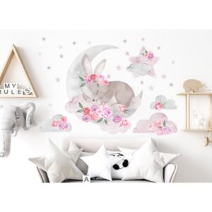 PASTELOWE LOVE Dekorácia na stenu SECRET GARDEN Sleeping Rabbit - Spiaci zajačik ružový
