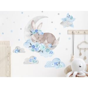 PASTELOWE LOVE Dekorácia na stenu SECRET GARDEN Sleeping Rabbit - Spiaci zajačik modrý