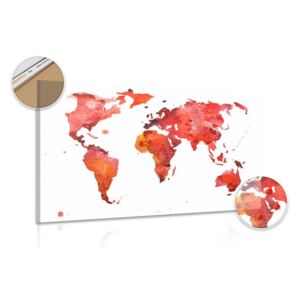 Obraz na korku kontinenty v červených farbách