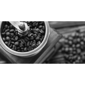 Obraz vintage mlynček na kávu v čiernobielom prevedení