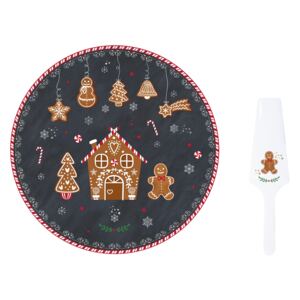 Vianočný podnos so servírovacou lopatkou Gingerbread, priemer 32 cm