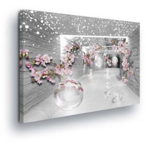 Obraz na plátne GLIX - Pink Flower in the Silver Tunnel 100x75 cm