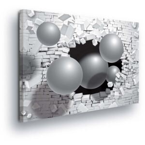 Obraz na plátne GLIX - White Wall with Silver Balls 100x75 cm