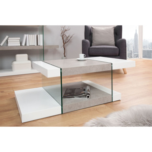 Dizajnový konferenčný stolík Livid 110 cm / biela - betónová