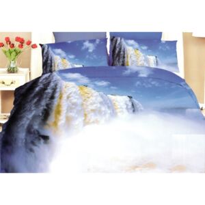 Modré posteľné obliečky s divokými vodopádmi