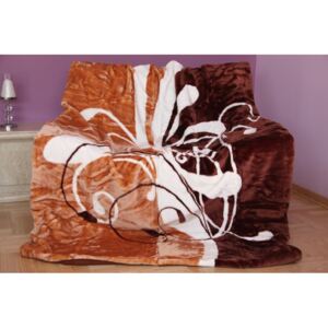Luxusná moderná deka z akrylu hnedej farby s bielym vzorom