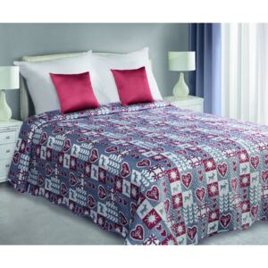 Luxusné obojstranné prehozy na posteľ v sivej farbe s romantickým vzorom