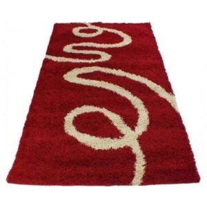 Kusový koberec Shaggy vlas 50 mm Stuha červený, Velikosti 80x150cm