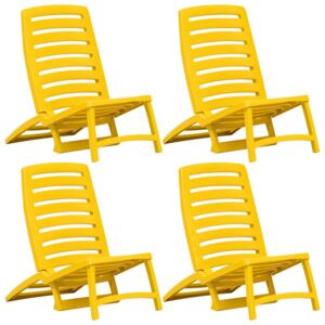 Skladacie plážové stoličky 4 ks žlté plastové