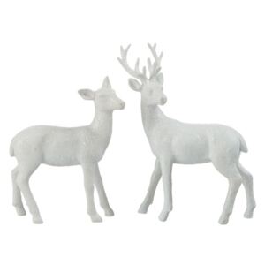 Vianočná dekorácia - set 2 ks bielych jelenčekov, rozmer