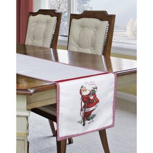 Vianočná štóla na stôl v bielej farbe so Santa Clausom