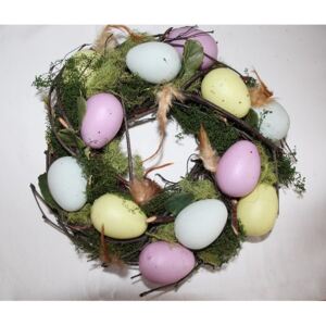 Veľkonočný venček s vajíčkami (Prírodný venček na dvere)