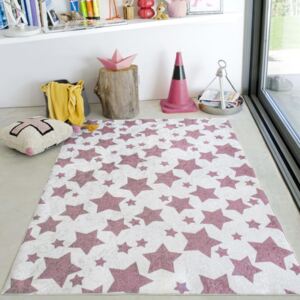 Béžový koberec so vzorom hviezdičiek