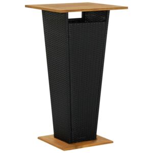 Barový stôl čierny 60x60x110 cm polyratan a akáciový masív