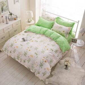 Zelené obojstranné posteľné obliečky s motívom kvetov Zelená
