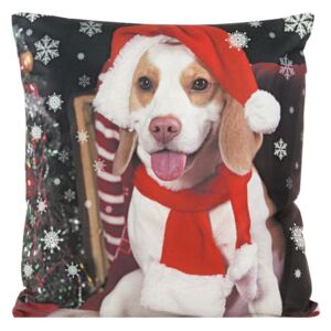 Vianočná obliečka na vankúš s motívom psíka