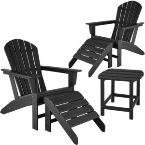 Tectake 404167 2 záhradná stolička janis s 2 podnožkami a stolom - černá