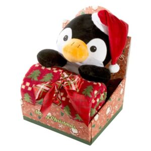 Krásna detská vianočná deka s plyšovou hračkou