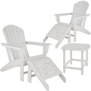 Tectake 404170 2 záhradná stolička janis s 2 podnožkami a stolom - bílá