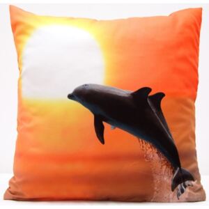 Oranžové obliečky na vankúše s delfínmi