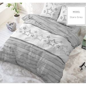 Moderné sivé posteľné obliečky s hviezdami 140 x 200 cm
