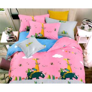 Ružové posteľné obliečky so zvieratkami