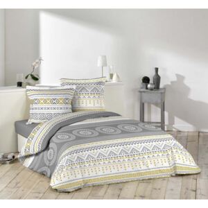 Vzorované posteľné obliečky so žltým motívom ISAPA 200 x 220 cm