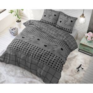 Romantické posteľné obliečky GOODIE GREY 140 x 200 cm