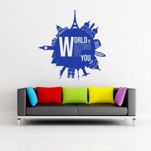 GLIX World is waiting why you - samolepka na stenu Modrá 55x60 cm
