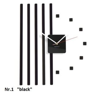 Nalepovacie nástenné hodiny s pruhmi čierne SKLADOM