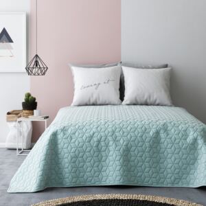 Obojstranné prehozy cez posteľ v mentolovo sivej farbe s kvetovým vzorom 200 x 220 cm Modrá