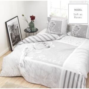 Moderné sivé bavlnené posteľné obliečky s motívom ruže 200 x 200 cm