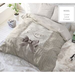 Krémové romantické posteľné obliečky s mašličkou 200 x 200 cm krémová