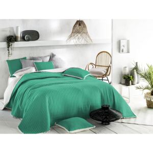 Obojstranný zelený prehoz na posteľ 220 x 240 cm