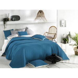 Kvalitný modrý prehoz na posteľ 170 x 210 cm