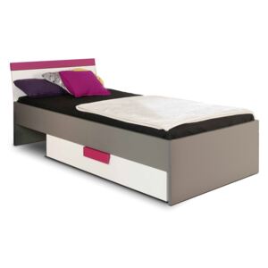 TEMPO KONDELA Lobete 9 90 jednolôžková posteľ sivá / biela / fialová