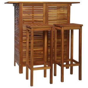3-dielna súprava barového stola a stoličiek masívne akáciové drevo