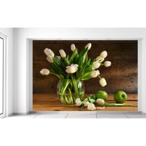 Gario Fototapeta Biele tulipány 200x135cm Materiál: Latexová (lepidlo zadarmo)