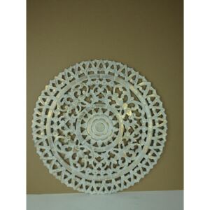 Závesná dekorácia MANDALA biela/zlatá, 60 cm