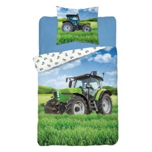 Bavlnené obliečky - Traktor zelený - 140x200+70x80