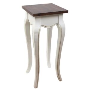 Morex drevený odkladací stolík v provensálskom štýle,biely v kombinácii s hnedou,23x23x62cm
