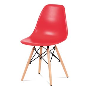 Autronic Jedálenská stolička, plast červený / masív buk / kov čierny CT-758 RED