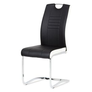 Autronic Jedálenská stolička, koženka čierna / biele boky, chróm DCL-406 BK