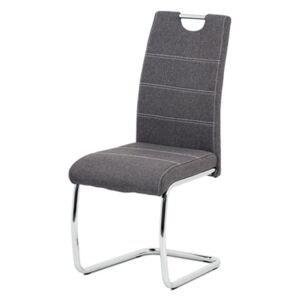 Autronic Jedálenská stolička látka, farba sivá/nohy kov chróm HC-482 GREY2